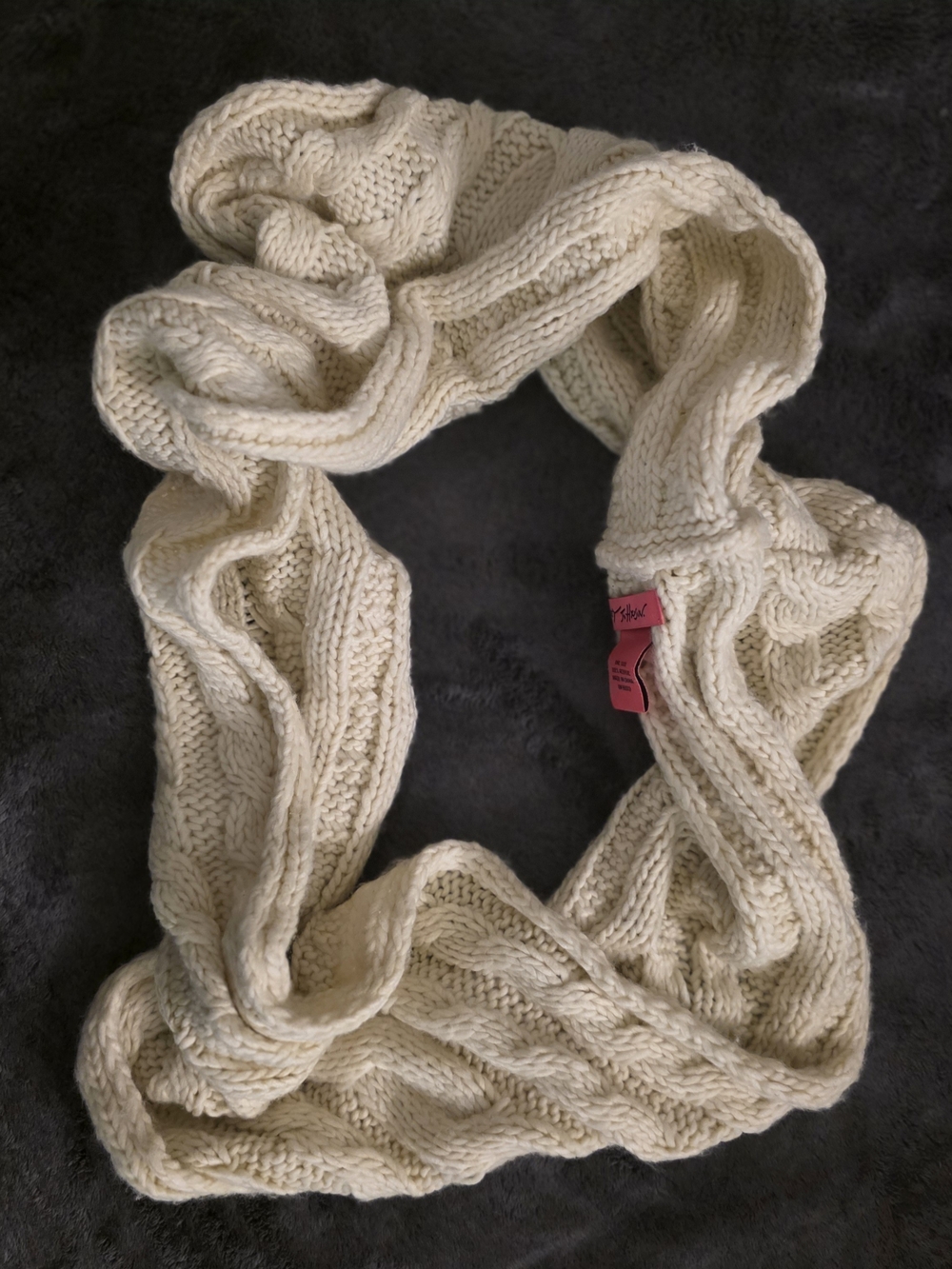 Betsey Johnson Cream Cable Knit Infinity Scarf
